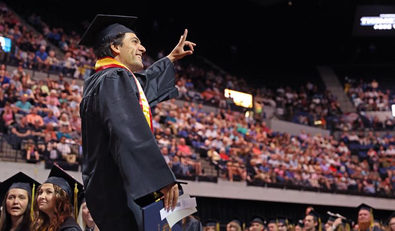 A student graduating